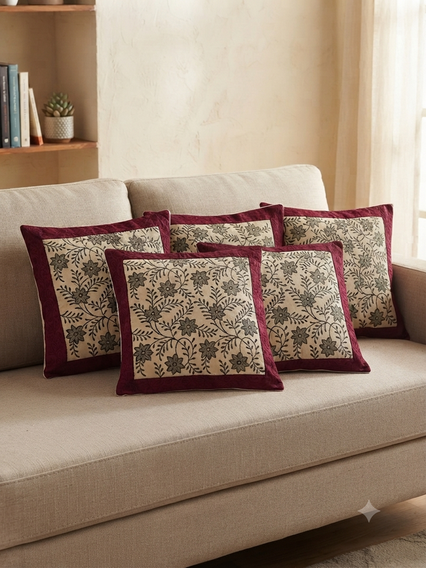 Offwhite Handblock Cotton Cushion