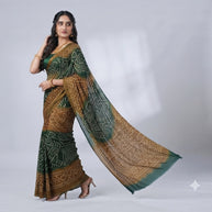 Green Bandhej Cotton Saree
