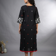 Black White Jamdani Cotton Dress