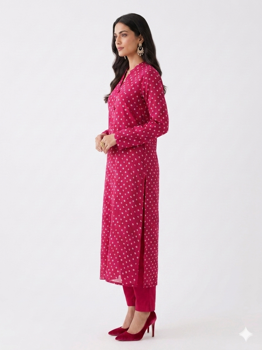 Rajwadi Pink Bandhej Women’s Sherwani