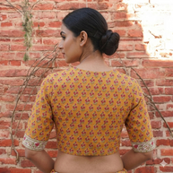 Orange Handblock Cotton Blouse