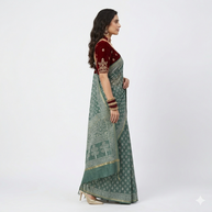 Aarvi Handblock Chanderi Silk Saree