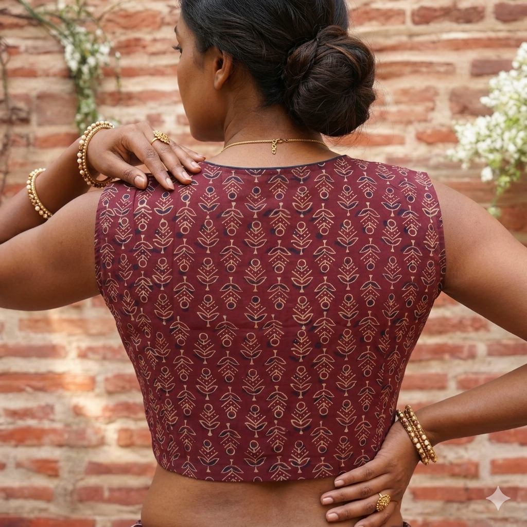 Purple Handblock Cotton Blouse
