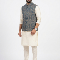 Blue Ajrakh Silk Jacket