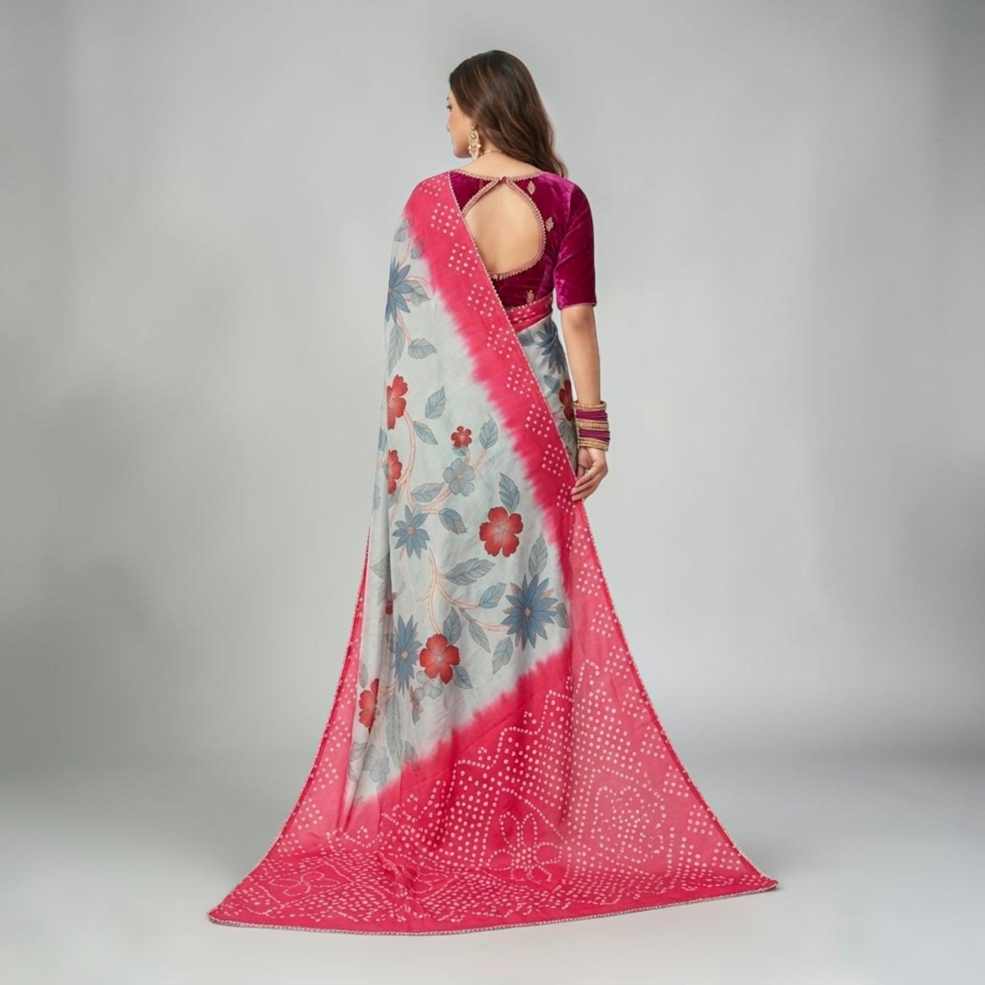 Green Kalmakari Makhmali Silk Saree