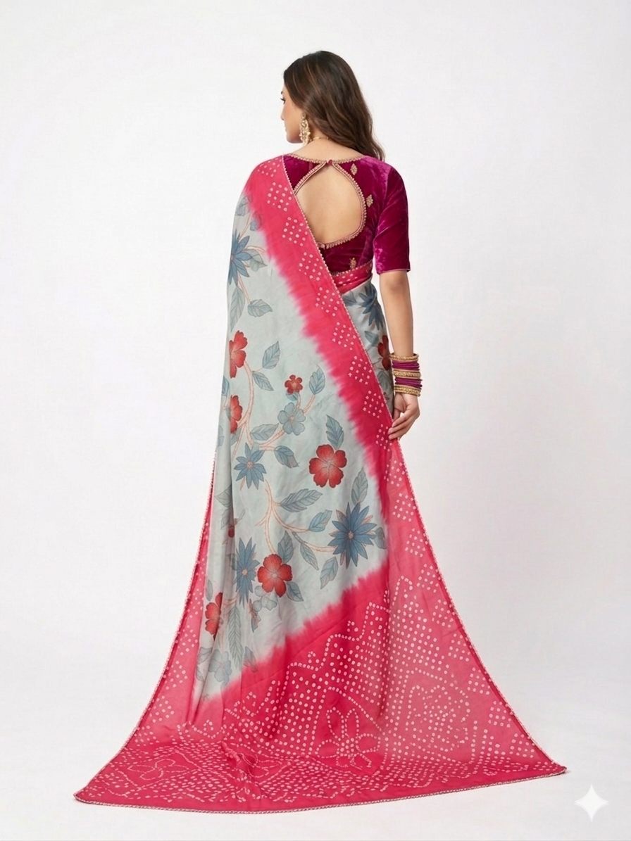 Green Kalmakari Makhmali Silk Saree