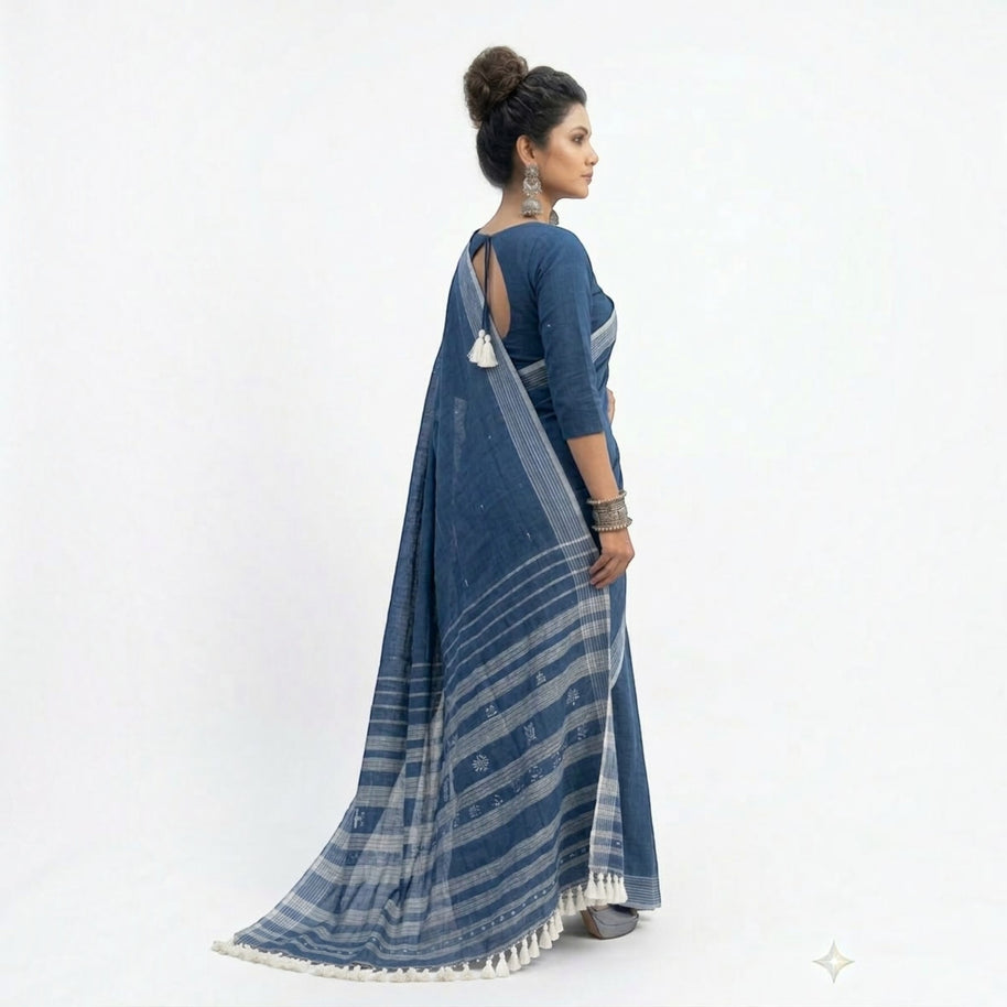 Blue Handloom Bhujodi Saree