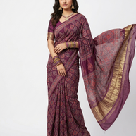 Maroon Ajrakh Modal Silk Saree
