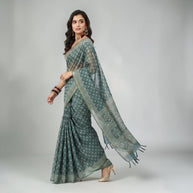 Aarvi Handblock Chanderi Silk Saree
