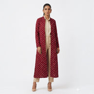 Rajwadi Maroon Bandhej Women’s Sherwani