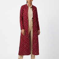 Maroon Modal Silk Bandhej Long Blazer