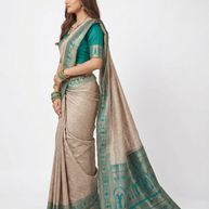 Green Golden Zari Work Silk Saree