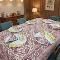 Handblock Print Cotton 6 Seater Rectangular Table Cover