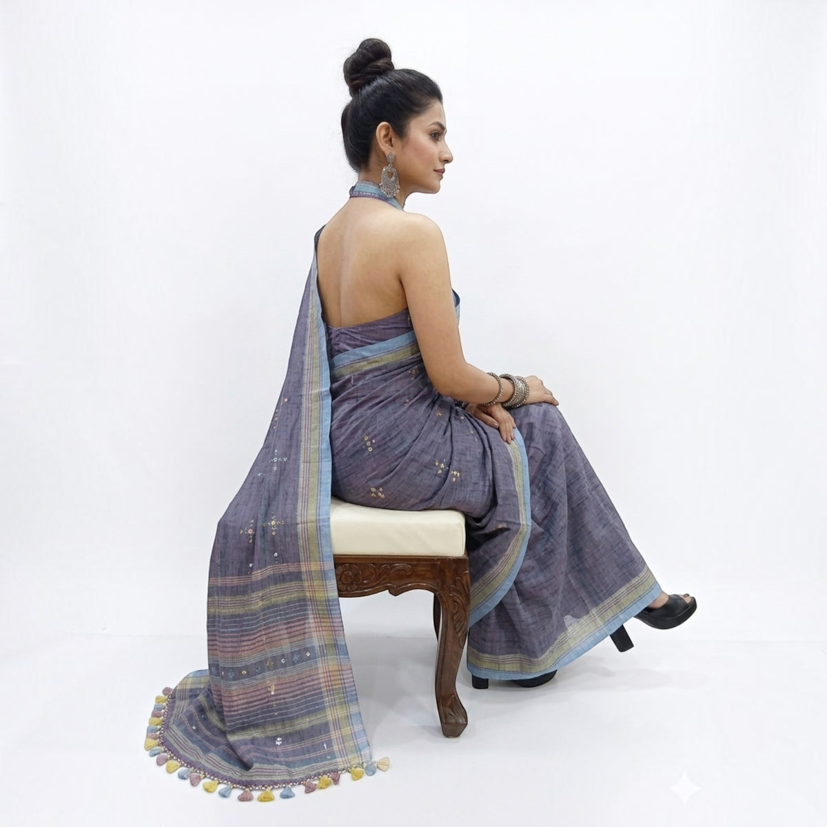 Purple Handloom Bhujodi Saree