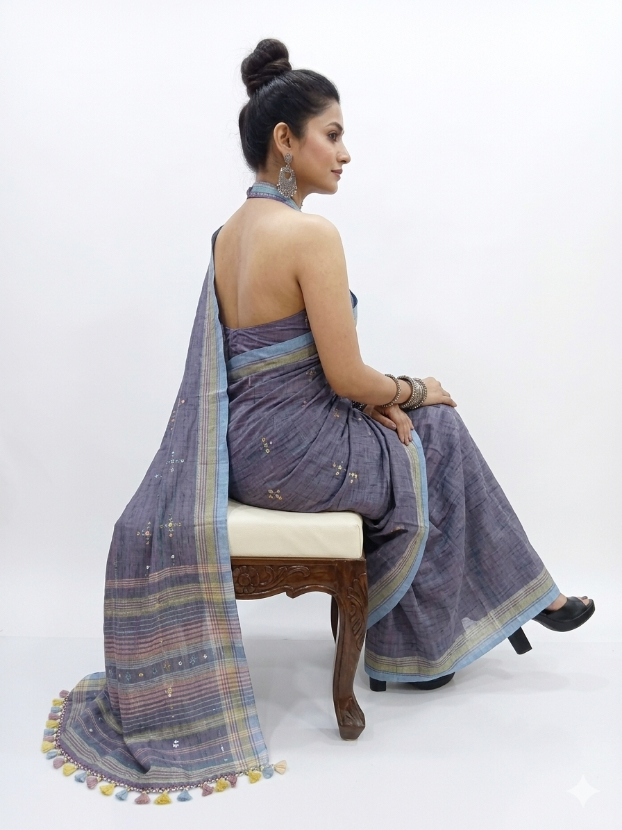 Purple Handloom Bhujodi Saree