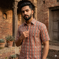 Artsy Hand Block Print Mens Shirt