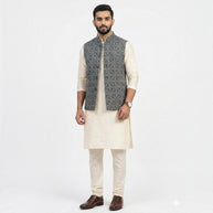 Blue Ajrakh Silk Jacket