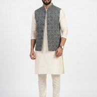 Blue Ajrakh Silk Jacket