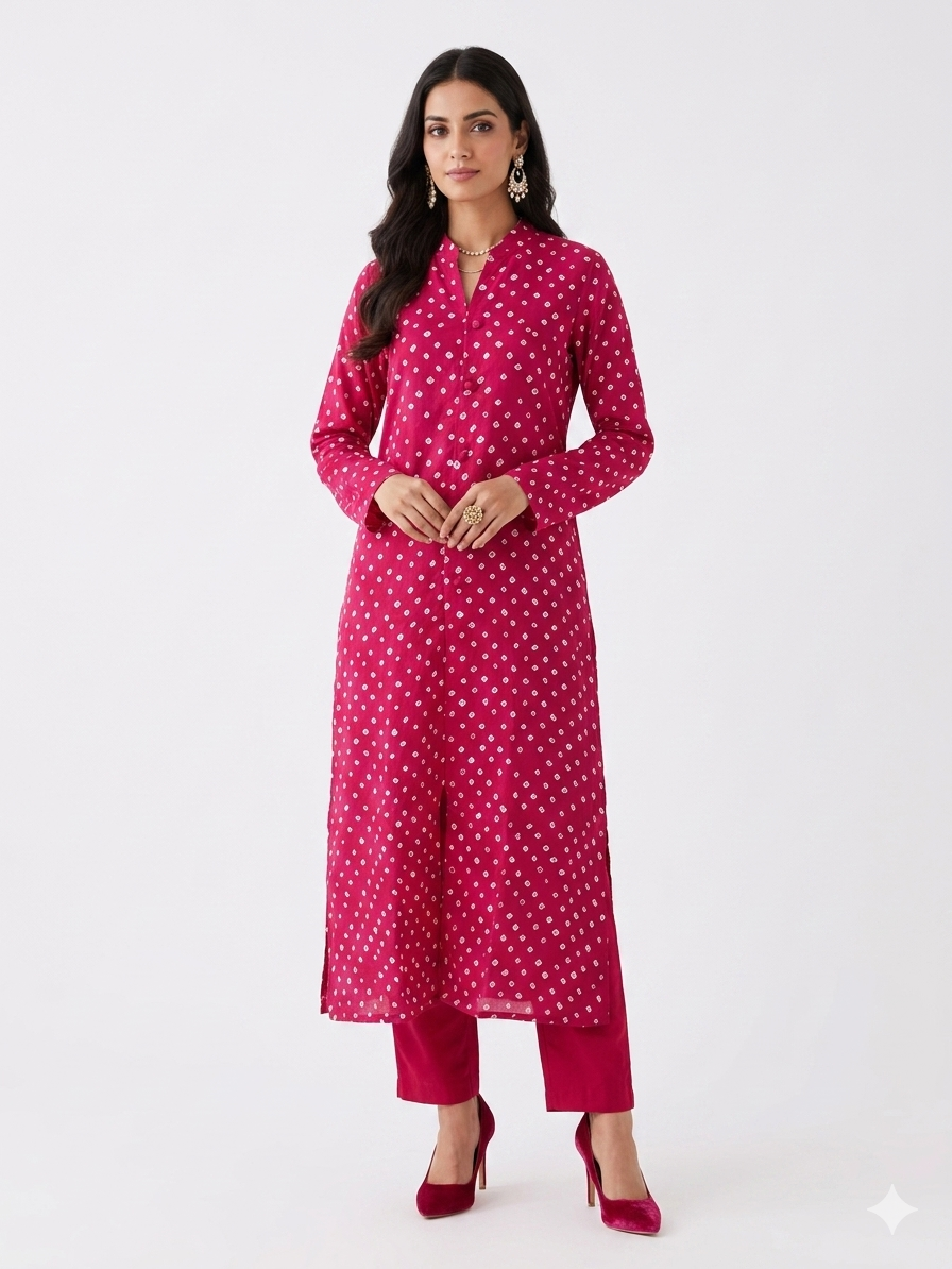 Rajwadi Pink Bandhej Women’s Sherwani