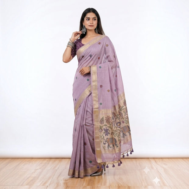 Purple Paithani Munga Cotton Saree