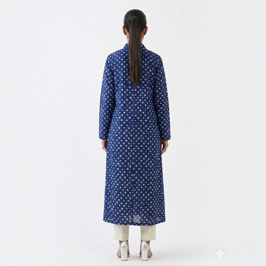 Rajwadi Blue Bandhej Women’s Sherwani