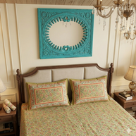 Olive Green Red Handblock Print Double Bedsheet