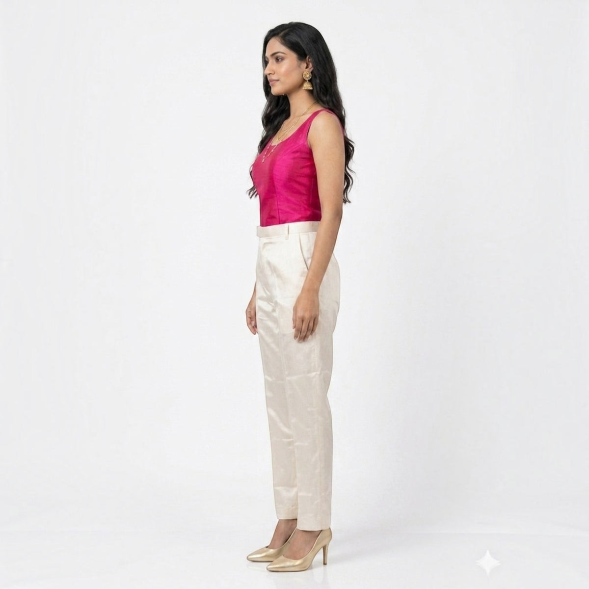 Cream Straight Mashru Pant