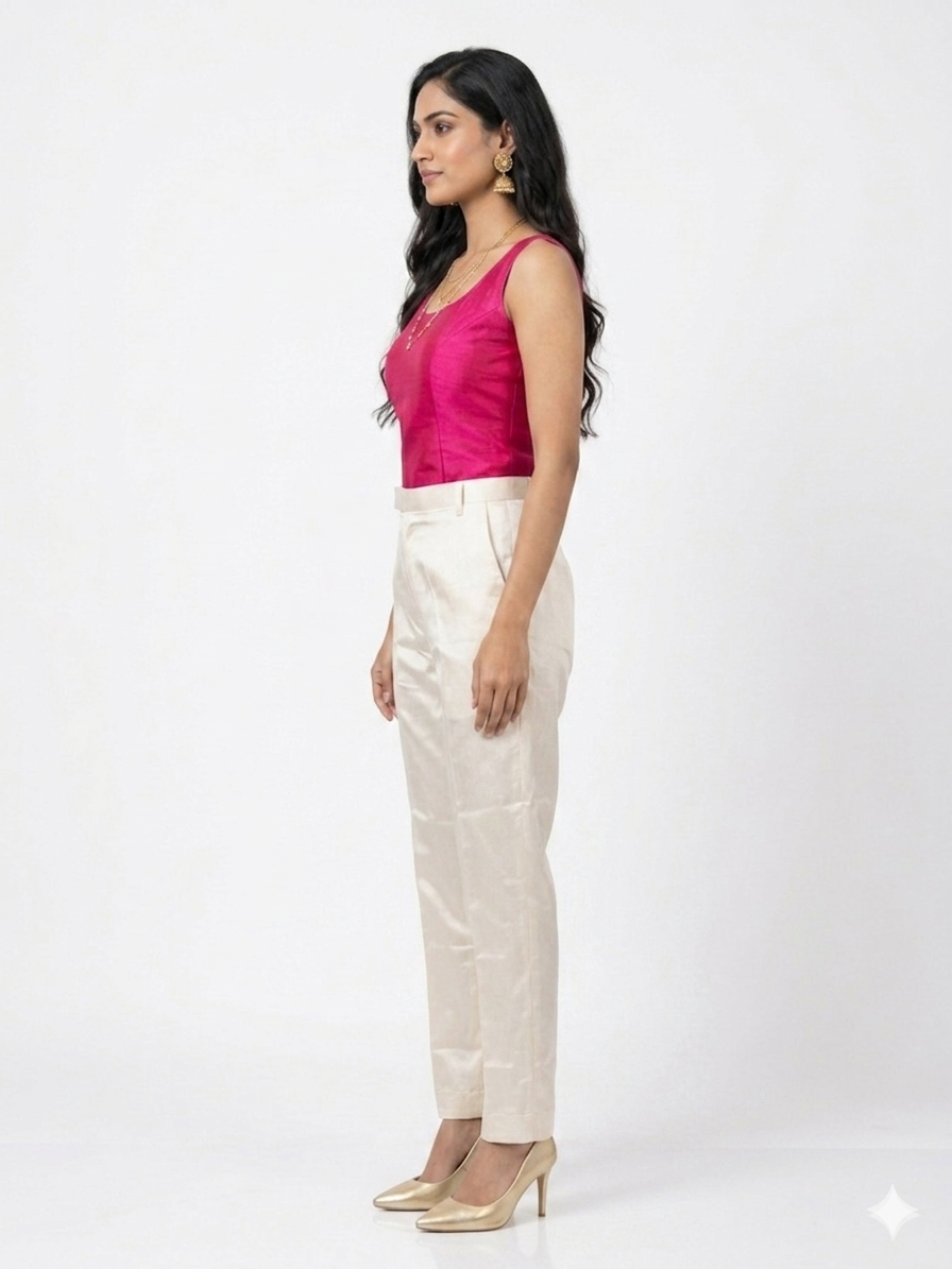 Cream Straight Mashru Pant