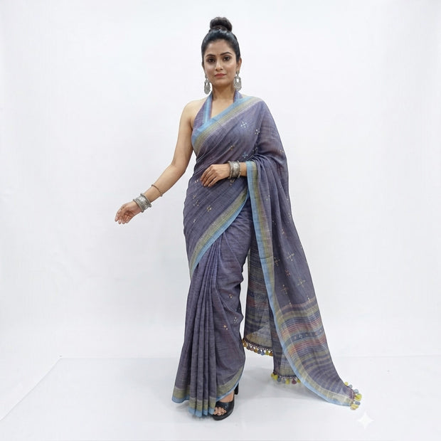 Purple Handloom Bhujodi Saree