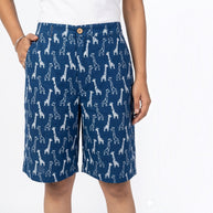 Blue Animal Cotton Shorts