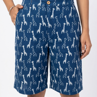 Blue Animal Cotton Shorts
