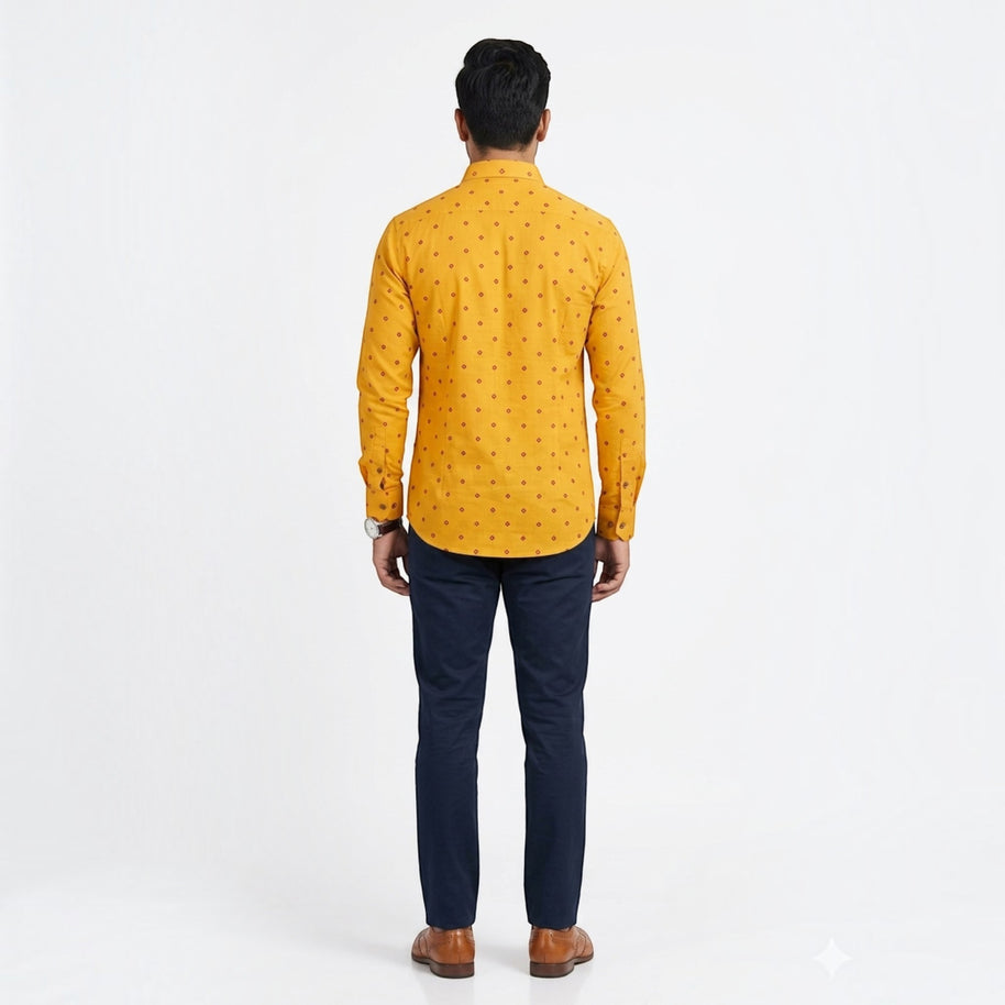 Yellow Bandhani Cotton Shirt