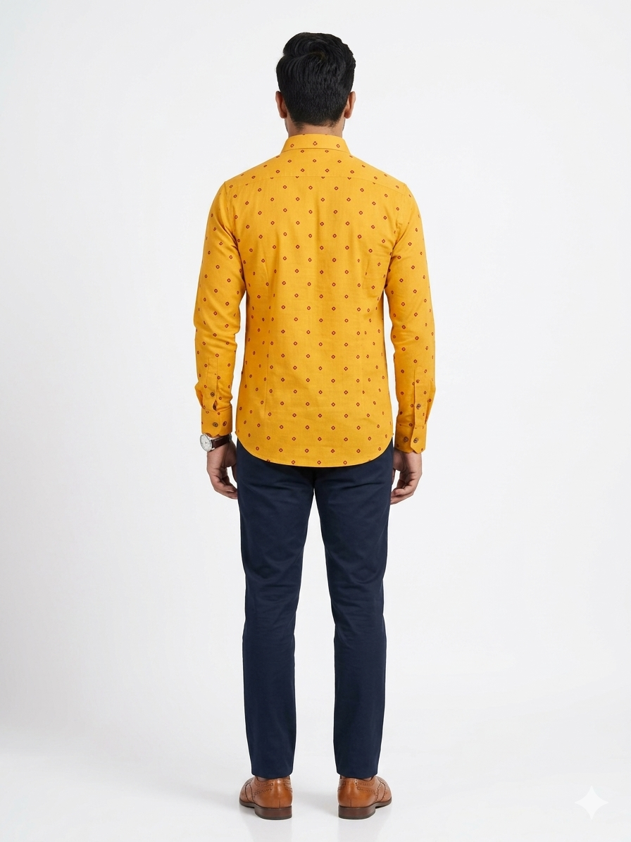 Yellow Bandhani Cotton Shirt