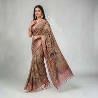 Pink Kalamkari Silk Saree