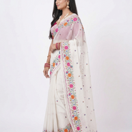 White Embroidery Kota Cotton Saree