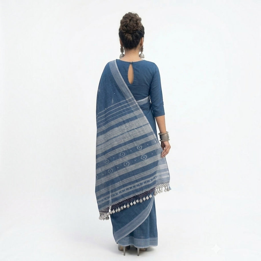 Blue Handloom Bhujodi Saree