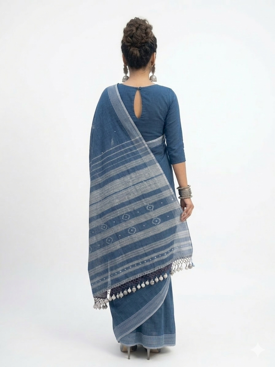Blue Handloom Bhujodi Saree
