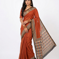 Maroon Plain Maheswari Silk Saree