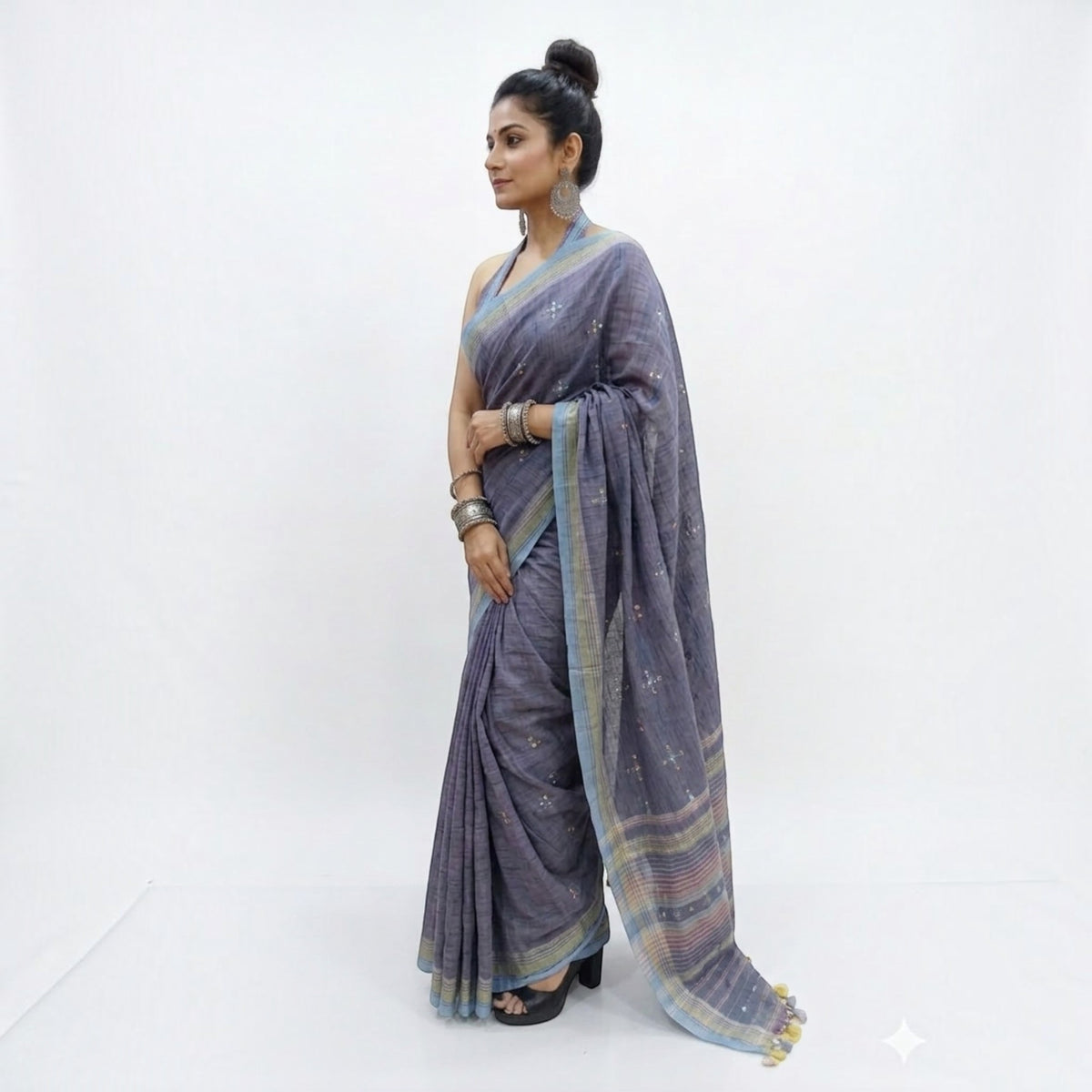 Purple Handloom Bhujodi Saree