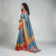 Blue Soft Litchi Silk Saree