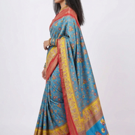 Blue Soft Litchi Silk Saree