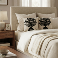 Cream Applique Work Cushion Cover