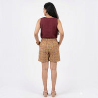 Yellow Handblock Cotton Shorts