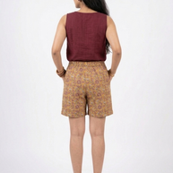 Yellow Handblock Cotton Shorts