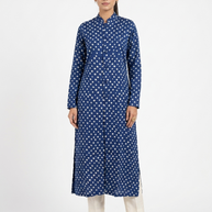 Blue Modal Silk Bandhej Long Blazer