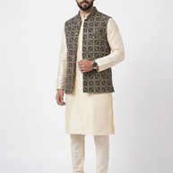 Black Ajrakh Silk Jacket