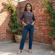 Black Handblock Cotton Blouse