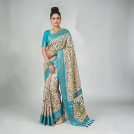 Cream Soft Litchi Silk Saree
