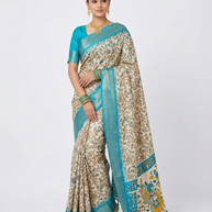 Cream Soft Litchi Silk Saree