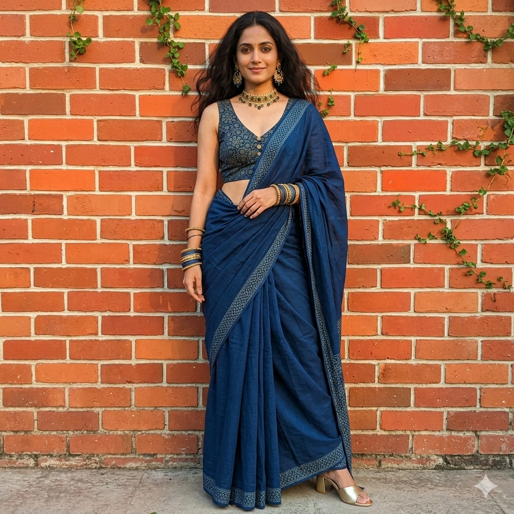 Blue Ajrakh Modal Silk Blouse